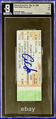 Carl Lewis Signed 1996 Atlanta Grand Prix May 18 Beckett Full Ticket Beckett