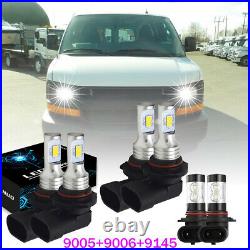 Combo 9005+9006+9145 LED Headlight and Fog Light Bulbs High&Low Beam White Pkg