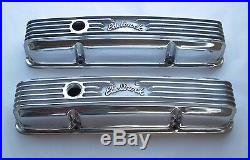Edelbrock 4144 Valve Covers Classic Polished Aluminum Small Block Chevy