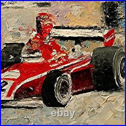 FERRARI Race Car Formula 1 Vintage Grand Prix ORIGINAL OIL Painting Andre Dluhos