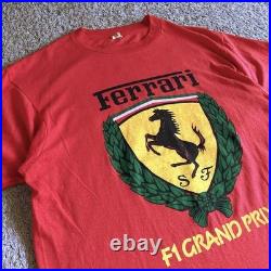 Ferrari 80's F1 Grand Prix T-Shirt Vintage Made in USA Screen Stars L Red Tag