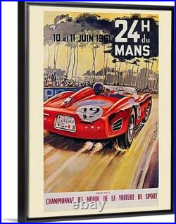 Ferrari Lemans 1961 Grand Prix Travel Poster or Gallery Canvas Wrap Car RAcing