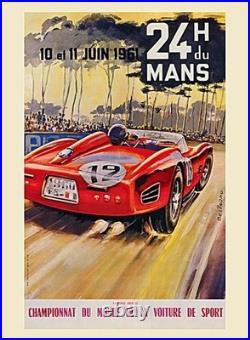 Ferrari Lemans 1961 Grand Prix Travel Poster or Gallery Canvas Wrap Car RAcing