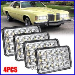 For Pontiac Grand Prix 1976-1987 4PCS 4X6 Square Clear LED Headlights HeadLamps