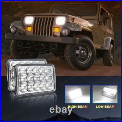 For Pontiac Grand Prix 1976-1987 4PCS 4X6 Square Clear LED Headlights HeadLamps