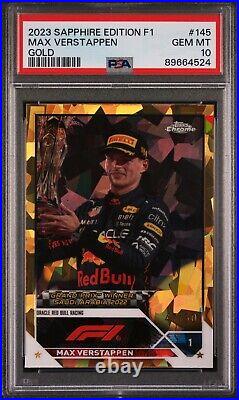 GEM 2023 Topps Chrome Sapphire Formula 1 F1 Max Verstappen Gold /50 #145 POP 1