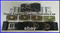 GM Buckle Non Retractable Black Lap Seat Belts (2) + Retrofit Mounting Kit 60