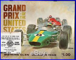 Grand Prix o/t United States at Watkins Glen 1968 Program & Ticket Stub Excellen