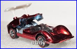 Hot Wheels Chaparral 2G, Red, 1969 Grand Prix, Redlines, USA, Rare Cap Wheels