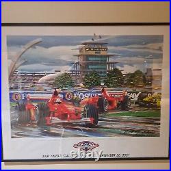 INDIANAPOLIS GRAND PRIX SEPTEMBER 30, 2001, FRAMED POSTER BY RANDY OWEN 28 x 22