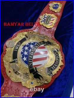 Iwgp US(united states) Championship Belt, 4mm Zinc, Dual Plated, cow Leather strap