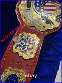 Iwgp US(united states) Championship Belt, 4mm Zinc, Dual Plated, cow Leather strap
