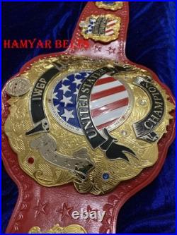 Iwgp US(united states) Championship Belt, 4mm Zinc, Dual Plated, cow Leather strap