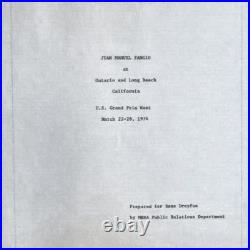 JUAN MANUEL FANGIO, Rene Dreyfus 17 photo's, 10 in. X 8 in. 1976 US Grand Prix