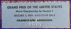 Jochen Rindt 1st F1 Win Ticket 1969 United States Grand Prix 1970 F1 Champ