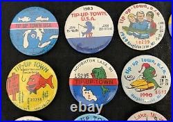 Lot of 37 Tip Up Town USA Badges Grand Prix Snomobile Race COMPLETE 1977 2013