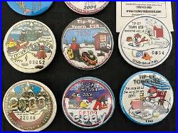 Lot of 37 Tip Up Town USA Badges Grand Prix Snomobile Race COMPLETE 1977 2013