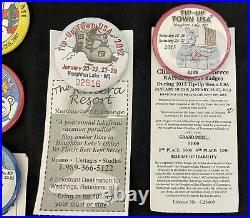 Lot of 37 Tip Up Town USA Badges Grand Prix Snomobile Race COMPLETE 1977 2013