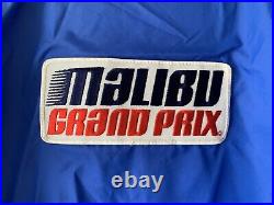 Malibu Grand Prix Jacket Windbreaker Racing Patch Blue USA Lightweight Button Up