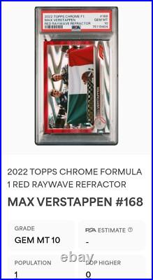 Max Verstappen 2022 Topps Chrome F1 #/5 Red Raywave Refractor PSA 10 POP 1/1 SSP
