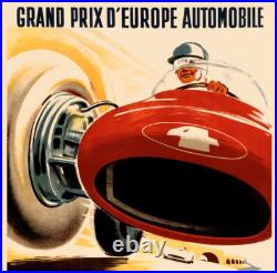 Monaco Grand Prix D'Europe 1955 Vintage French Poster Giclee Print 43 x 62