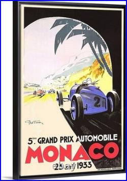 Monaco Grand Prix Travel Poster or Gallery Canvas Wrap Car Speed Racing Art