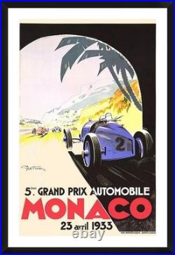 Monaco Grand Prix Travel Poster or Gallery Canvas Wrap Car Speed Racing Art