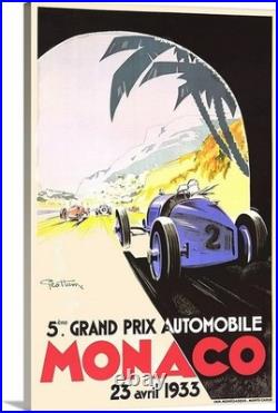 Monaco Grand Prix Travel Poster or Gallery Canvas Wrap Car Speed Racing Art