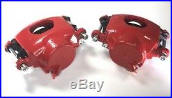 New Pair (2) Single Piston Calipers Loaded with Pads for GM (Powdercoated Red)
