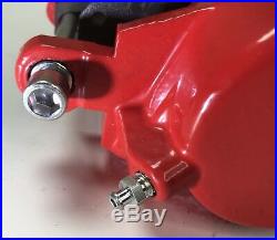 New Pair (2) Single Piston Calipers Loaded with Pads for GM (Powdercoated Red)