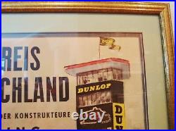 ORIGINAL 1960 GERMAN GRAND PRIX RACE POSTER 30 X 39 Framed PORSCHE Nurburgring