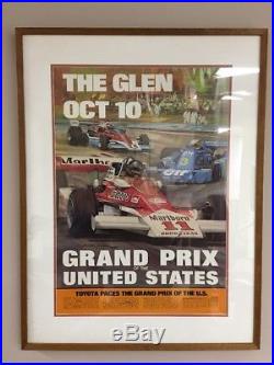 ORIGINAL 1976 OCT 10 WATKINS GLEN GRAND PRIX RACE POSTER Framed