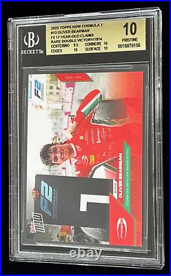 Oliver Ollie Bearman F1 Ferrari 2023 Topps Now #13 Rookie Card BGS 10 (RC)