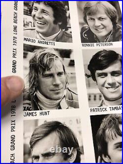 Original 1978 Long Beach Grand Prix Drivers photos James Hunt, Niki Lauda rare