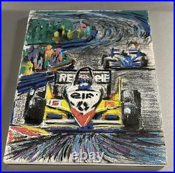 Original Oil Painting 1991 F 1 Schumacher Senna Grand Prix Formula One Race Car