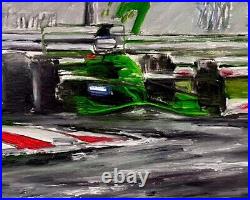 Original Oil Painting F 1 Debut Schumacher Senna GP Grand Prix Formula Race Car