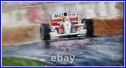 Original Oil Painting F 1 Senna Rain Master GP Grand Prix Formula one Race Car 8
