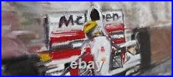 Original Oil Painting F 1 Senna Rain Master GP Grand Prix Formula one Race Car 8