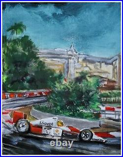 Original Painting F 1 Senna Schumacher Monaco GP Grand Prix Formula one Race Car