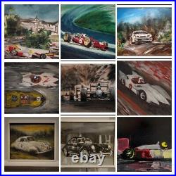 Original Painting F 1 Senna Schumacher Monaco GP Grand Prix Formula one Race Car