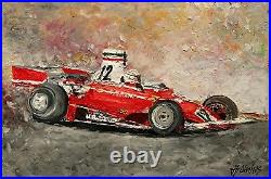 PAINTING FORMULA 1 FERRARI RACE CAR GRAND PRIX ORIGINAL OIL FRAMED Andre Dluhos