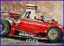 PAINTING FORMULA 1 FERRARI RACE CAR GRAND PRIX ORIGINAL OIL FRAMED Andre Dluhos