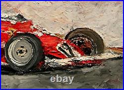 PAINTING FORMULA 1 FERRARI RACE CAR GRAND PRIX ORIGINAL OIL FRAMED Andre Dluhos