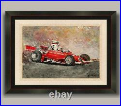 PAINTING FORMULA 1 FERRARI RACE CAR GRAND PRIX ORIGINAL OIL FRAMED Andre Dluhos