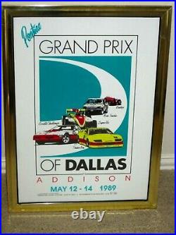 PONTIAC Grand Prix of DALLAS ADDISON May 1989 Poster Framed Glass 19 x 26 VG con