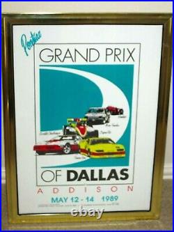 PONTIAC Grand Prix of DALLAS ADDISON May 1989 Poster Framed Glass 19 x 26 VG con