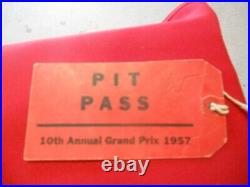 RARE 1957 10th annual Grand Prix Pit Pass papers