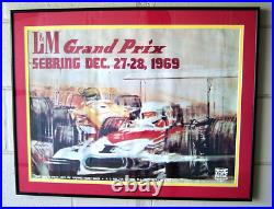 RARE 1969 Sebring Grand Prix Matted & Framed Race Poster, Original