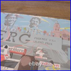 RARE 1990 Anies Signed Phoenix USA Grand Prix Raceway Race Print Poster 22 x 15