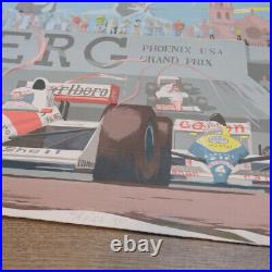 RARE 1990 Anies Signed Phoenix USA Grand Prix Raceway Race Print Poster 22 x 15